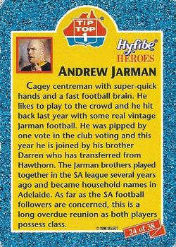 1996 Select Tip Top Hyfibe Heroes #24 Andrew Jarman Back
